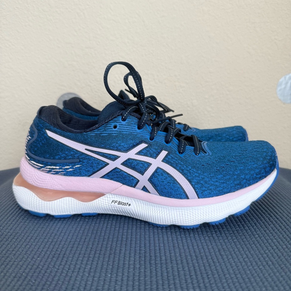 Asics Blue and Pink Women's Running Sneakers